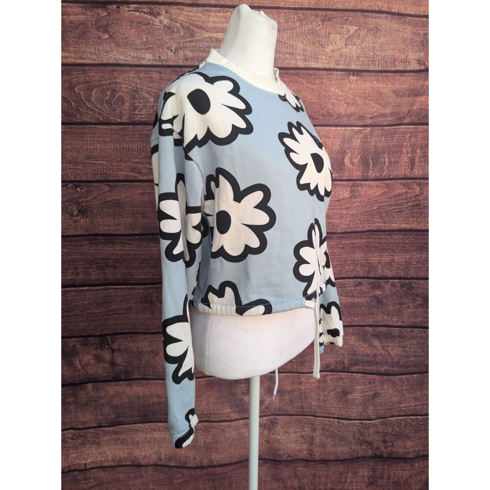 Vans Blue Daisy crop sweatshirt with tie waistband XS Skater Preppy - Picture 3 of 6